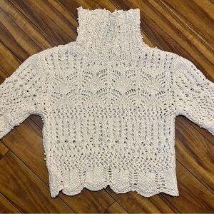 Zara Ivory Knit Cowl Sweater